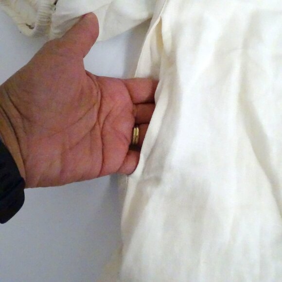 Karen Kane Beige Boho Tiered Dress Women Size XS Embroidered Linen Blend - Picture 4 of 11